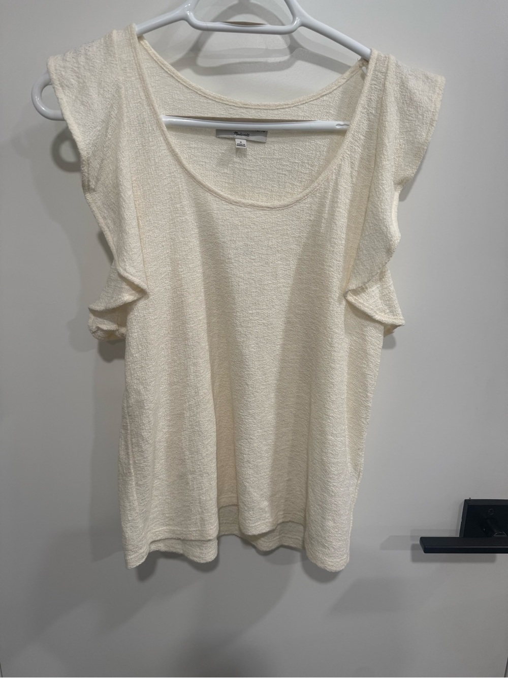 Texture & Thread Madewell Women’s Ivory Ruffle Sleeve Blouse Size Small NWT